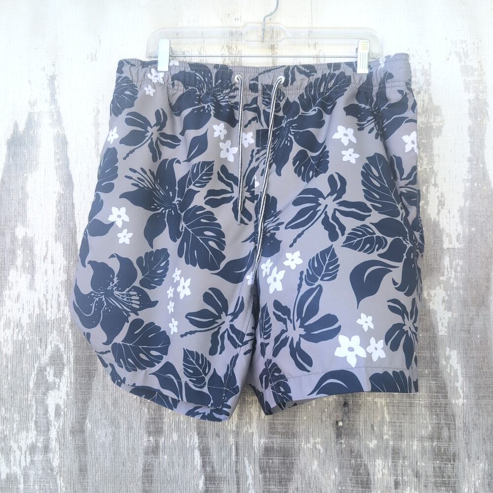 Speedo Swim Trunks Gray Blue Hawaiian Men's Large